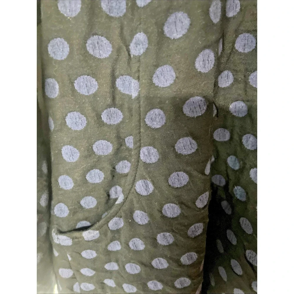 Komil Cowl Neck Tunic Top Womens M Black Blue Polka Dot Artsy Boho Lagenlook